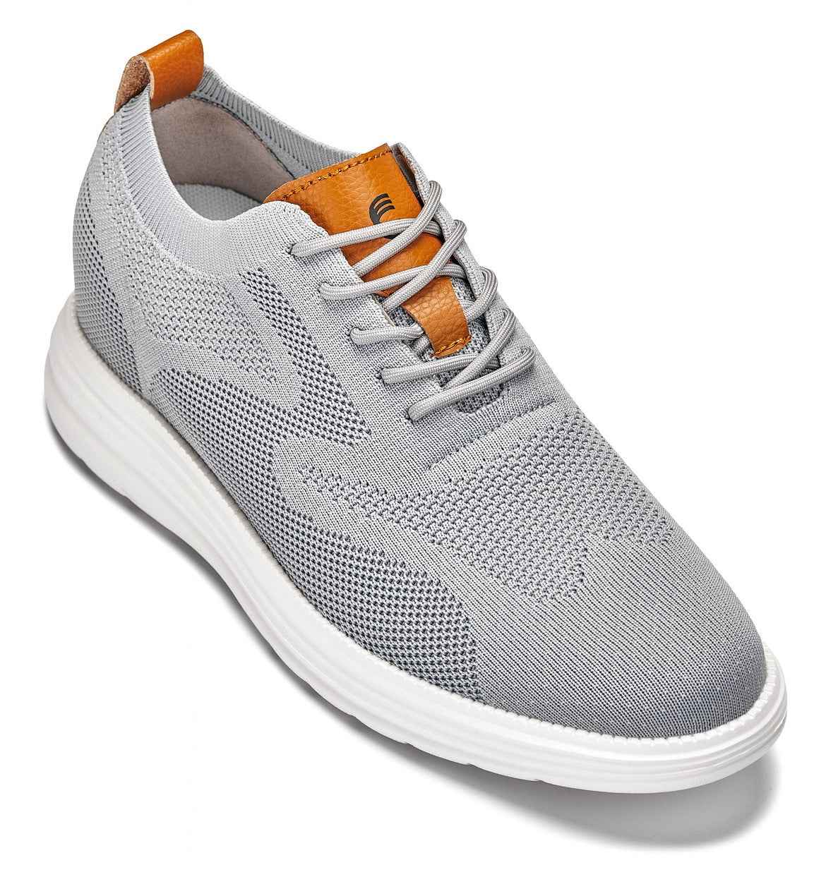 CALTO - X2637 - 2.8 Inches Taller (Pewter Grey/Brown) - Lace Up Casual Walker - Lightweight Tallmenshoes.com