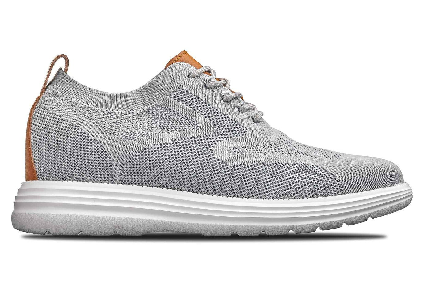 CALTO - X2637 - 2.8 Inches Taller (Pewter Grey/Brown) - Lace Up Casual Walker - Lightweight Tallmenshoes.com