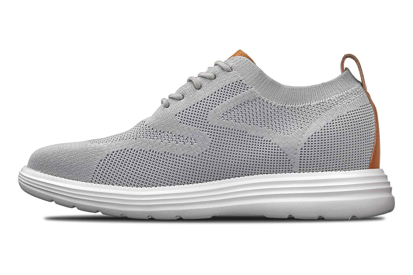 CALTO - X2637 - 2.8 Inches Taller (Pewter Grey/Brown) - Lace Up Casual Walker - Lightweight Tallmenshoes.com