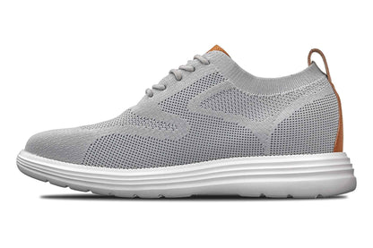 CALTO - X2637 - 2.8 Inches Taller (Pewter Grey/Brown) - Lace Up Casual Walker - Lightweight Tallmenshoes.com
