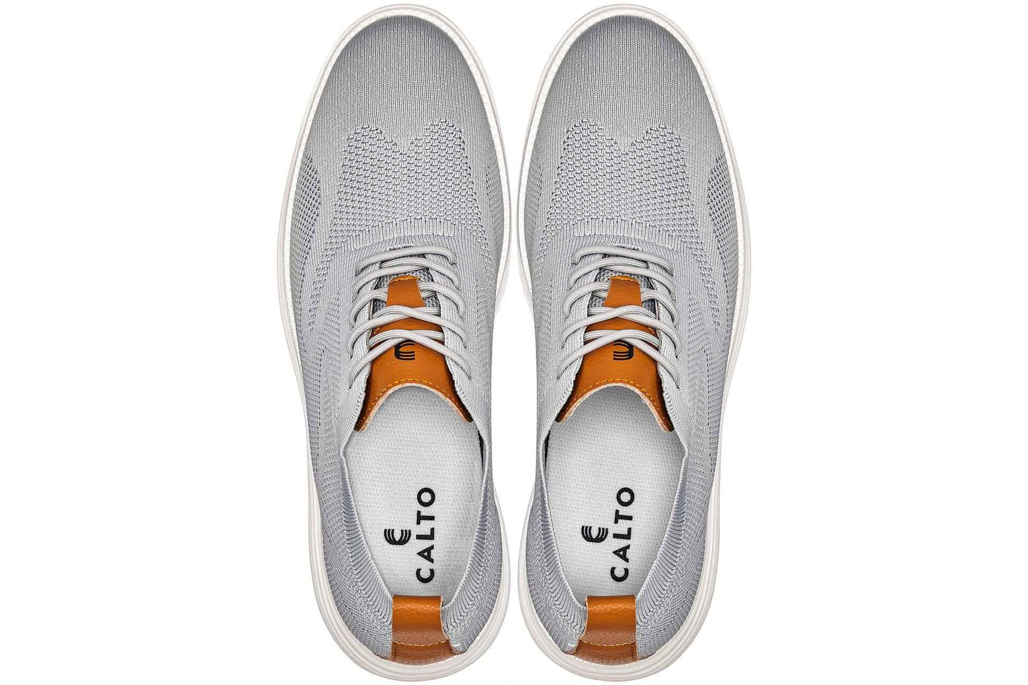 CALTO - X2637 - 2.8 Inches Taller (Pewter Grey/Brown) - Lace Up Casual Walker - Lightweight Tallmenshoes.com