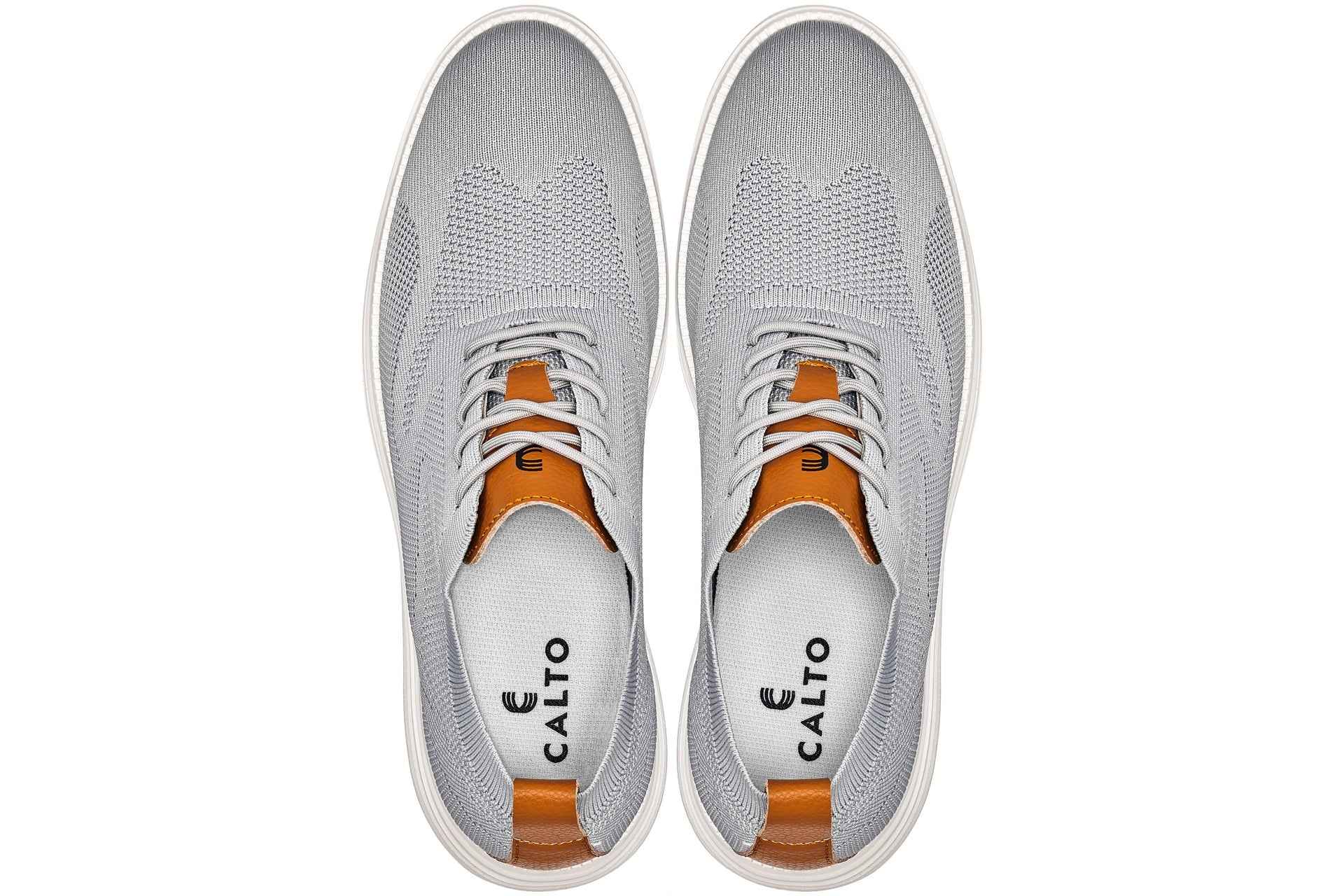 CALTO - X2637 - 2.8 Inches Taller (Pewter Grey/Brown) - Lace Up Casual Walker - Lightweight Tallmenshoes.com