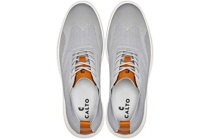 CALTO - X2637 - 2.8 Inches Taller (Pewter Grey/Brown) - Lace Up Casual Walker - Lightweight Tallmenshoes.com