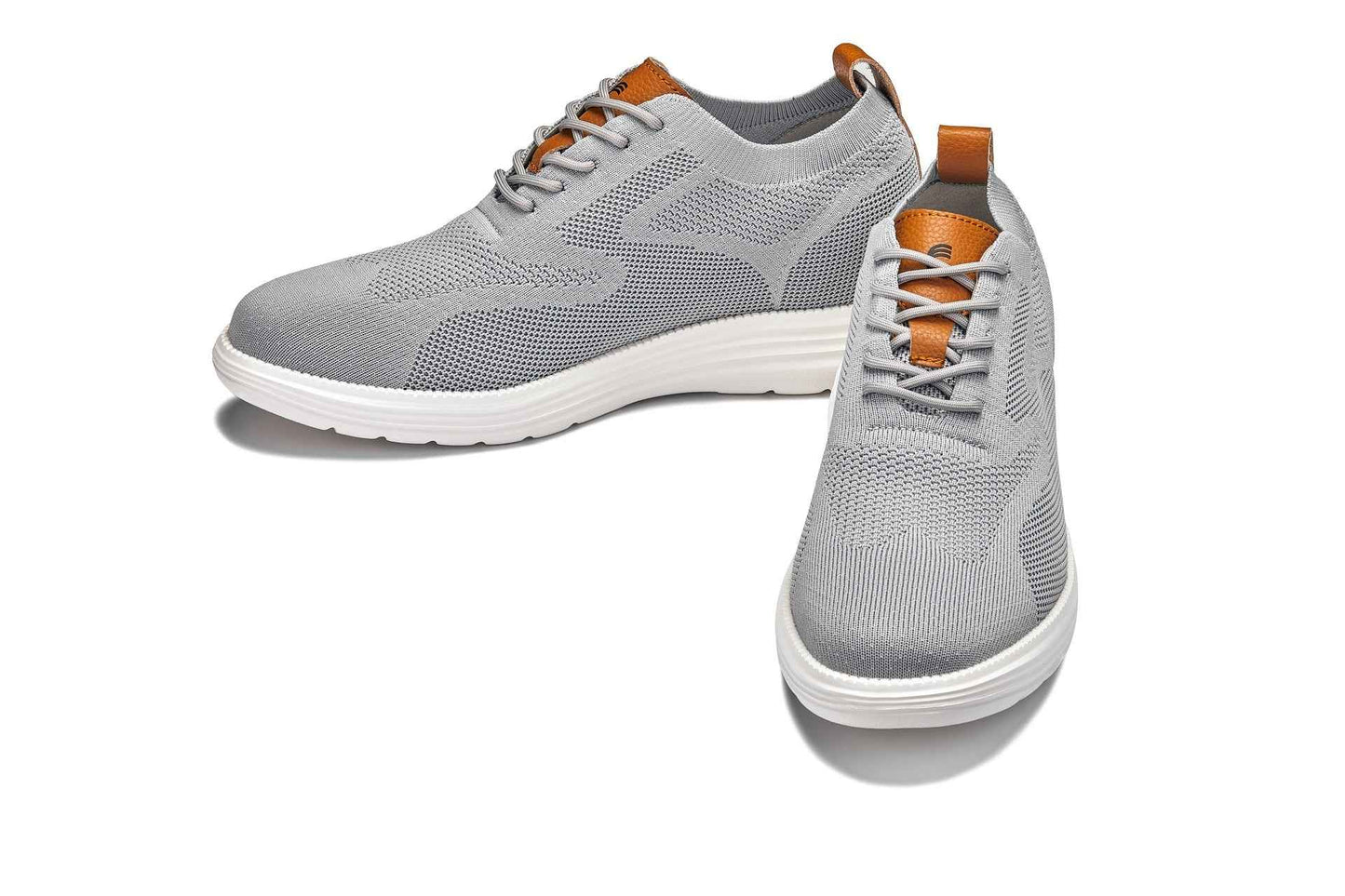 CALTO - X2637 - 2.8 Inches Taller (Pewter Grey/Brown) - Lace Up Casual Walker - Lightweight Tallmenshoes.com