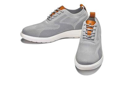CALTO - X2637 - 2.8 Inches Taller (Pewter Grey/Brown) - Lace Up Casual Walker - Lightweight Tallmenshoes.com