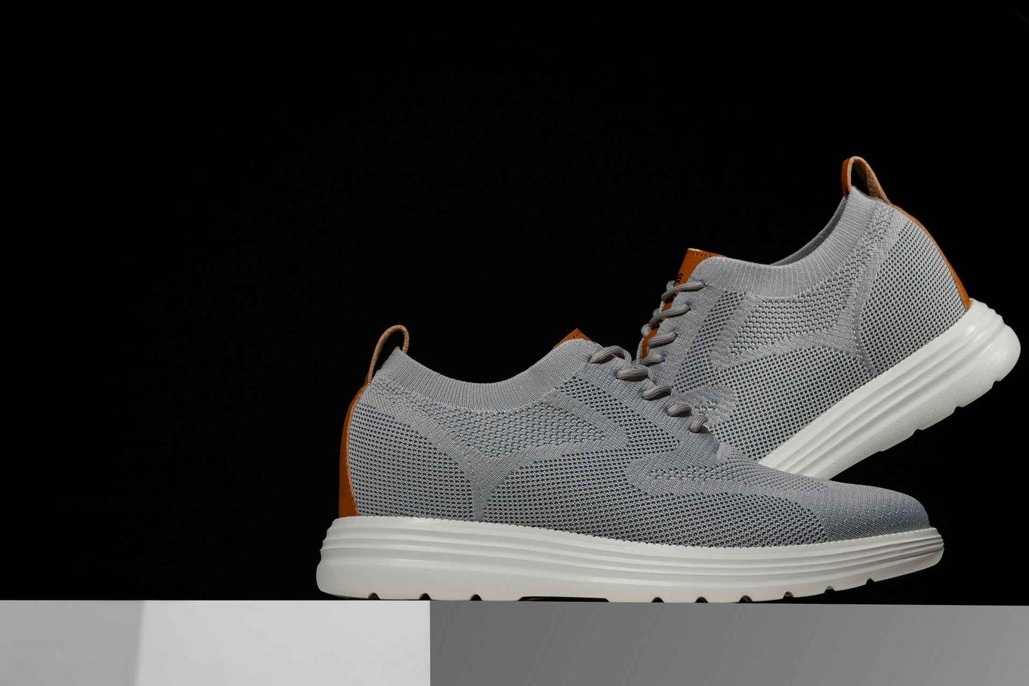 CALTO - X2637 - 2.8 Inches Taller (Pewter Grey/Brown) - Lace Up Casual Walker - Lightweight Tallmenshoes.com