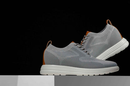 CALTO - X2637 - 2.8 Inches Taller (Pewter Grey/Brown) - Lace Up Casual Walker - Lightweight Tallmenshoes.com