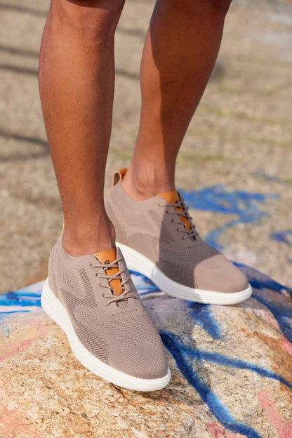 CALTO - X2638 - 2.8 Inches Taller (Khaki/Brown) - Lace Up Casual Walker - Lightweight Tallmenshoes.com