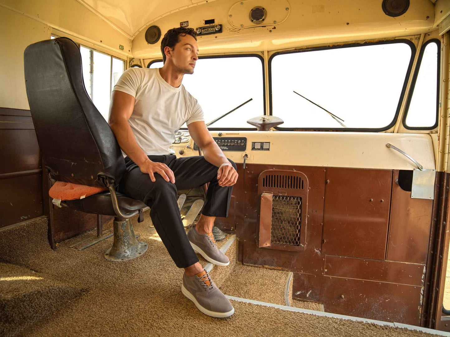 CALTO - X2638 - 2.8 Inches Taller (Khaki/Brown) - Lace Up Casual Walker - Lightweight Tallmenshoes.com