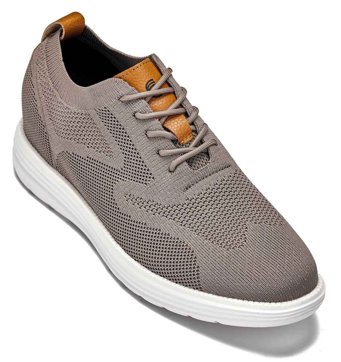 CALTO - X2638 - 2.8 Inches Taller (Khaki/Brown) - Lace Up Casual Walker - Lightweight Tallmenshoes.com