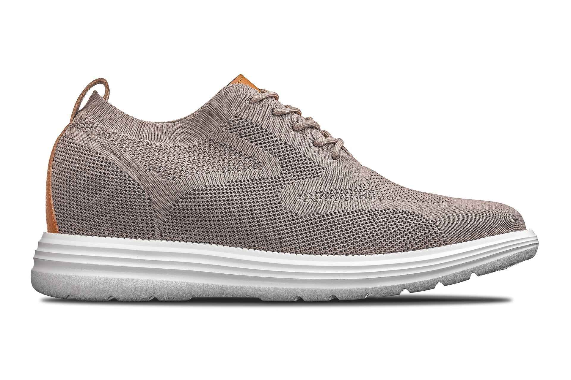 CALTO - X2638 - 2.8 Inches Taller (Khaki/Brown) - Lace Up Casual Walker - Lightweight Tallmenshoes.com