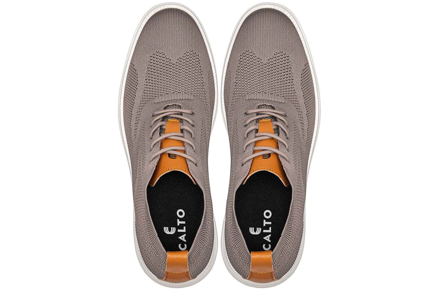 CALTO - X2638 - 2.8 Inches Taller (Khaki/Brown) - Lace Up Casual Walker - Lightweight Tallmenshoes.com