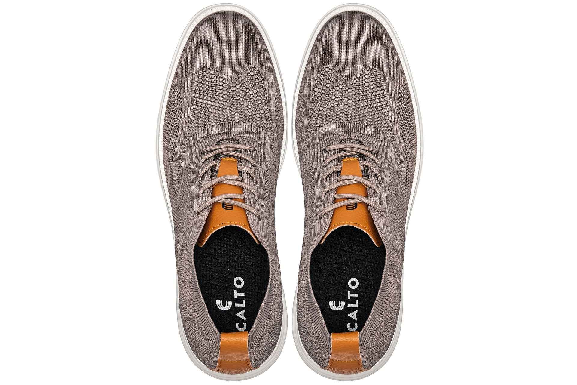 CALTO - X2638 - 2.8 Inches Taller (Khaki/Brown) - Lace Up Casual Walker - Lightweight Tallmenshoes.com