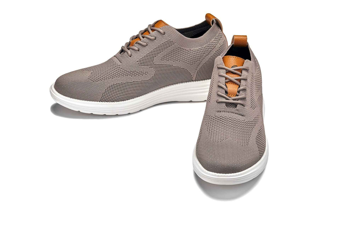 CALTO - X2638 - 2.8 Inches Taller (Khaki/Brown) - Lace Up Casual Walker - Lightweight Tallmenshoes.com