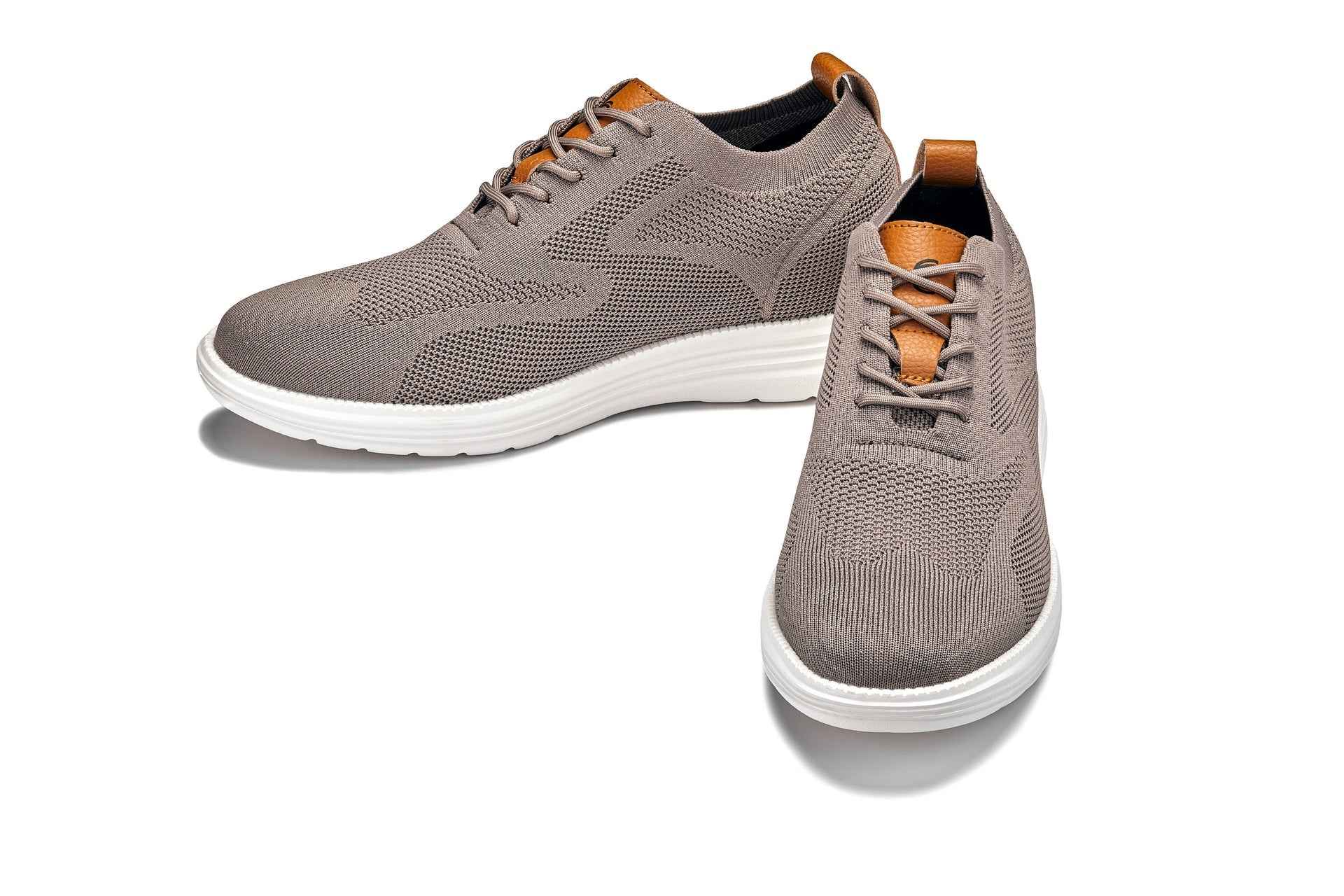 CALTO - X2638 - 2.8 Inches Taller (Khaki/Brown) - Lace Up Casual Walker - Lightweight Tallmenshoes.com