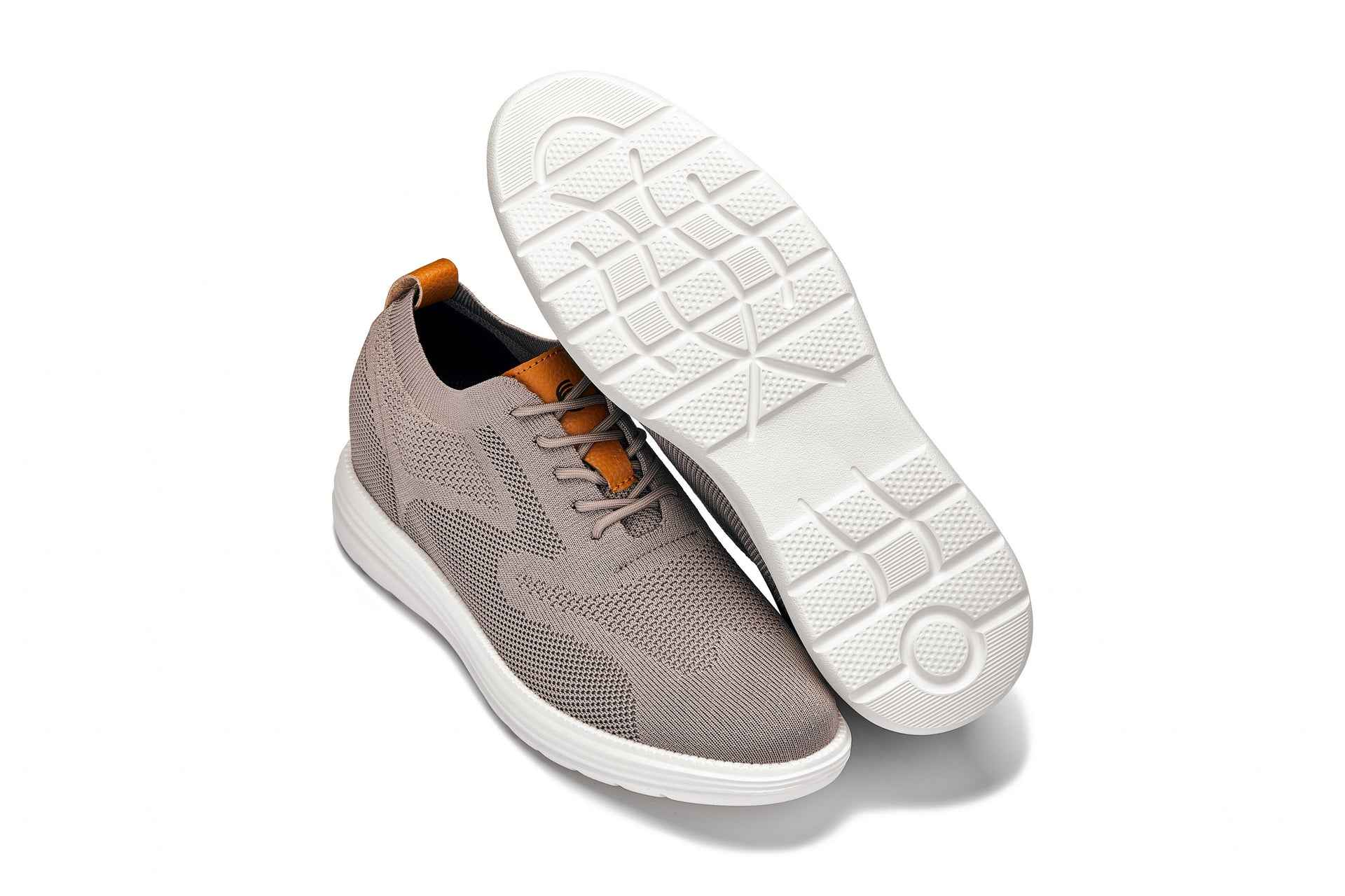 CALTO - X2638 - 2.8 Inches Taller (Khaki/Brown) - Lace Up Casual Walker - Lightweight Tallmenshoes.com