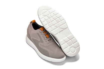 CALTO - X2638 - 2.8 Inches Taller (Khaki/Brown) - Lace Up Casual Walker - Lightweight Tallmenshoes.com