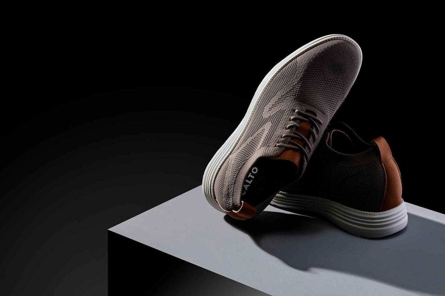 CALTO - X2638 - 2.8 Inches Taller (Khaki/Brown) - Lace Up Casual Walker - Lightweight Tallmenshoes.com