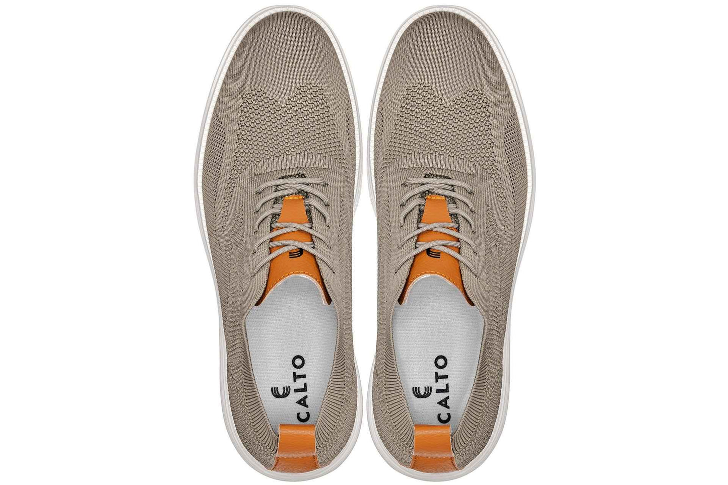 CALTO - X2639 - 2.8 Inches Taller (Khaki Green/Brown) - Lace Up Casual Walker - Lightweight Tallmenshoes.com