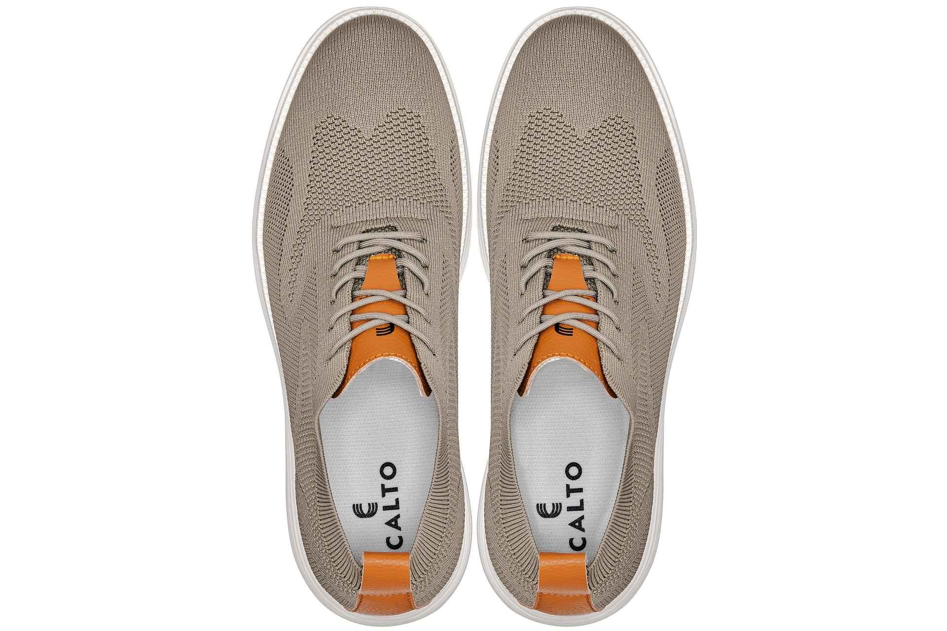 CALTO - X2639 - 2.8 Inches Taller (Khaki Green/Brown) - Lace Up Casual Walker - Lightweight Tallmenshoes.com