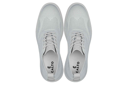 CALTO - X2640 - 2.8 Inches Taller (Pewter/Light Grey Sole) - Lace Up Casual Walker - Lightweight Tallmenshoes.com