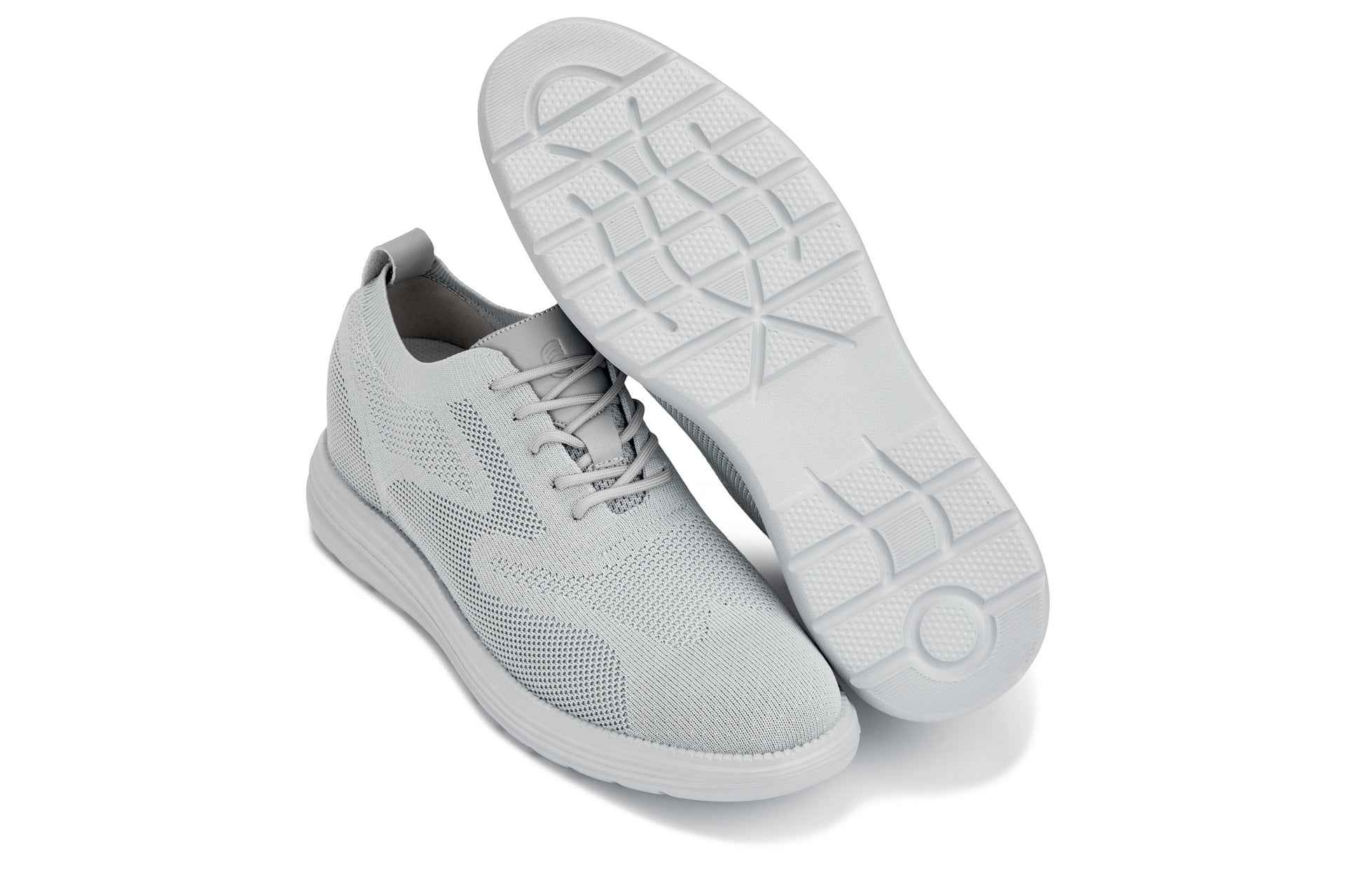 CALTO - X2640 - 2.8 Inches Taller (Pewter/Light Grey Sole) - Lace Up Casual Walker - Lightweight Tallmenshoes.com