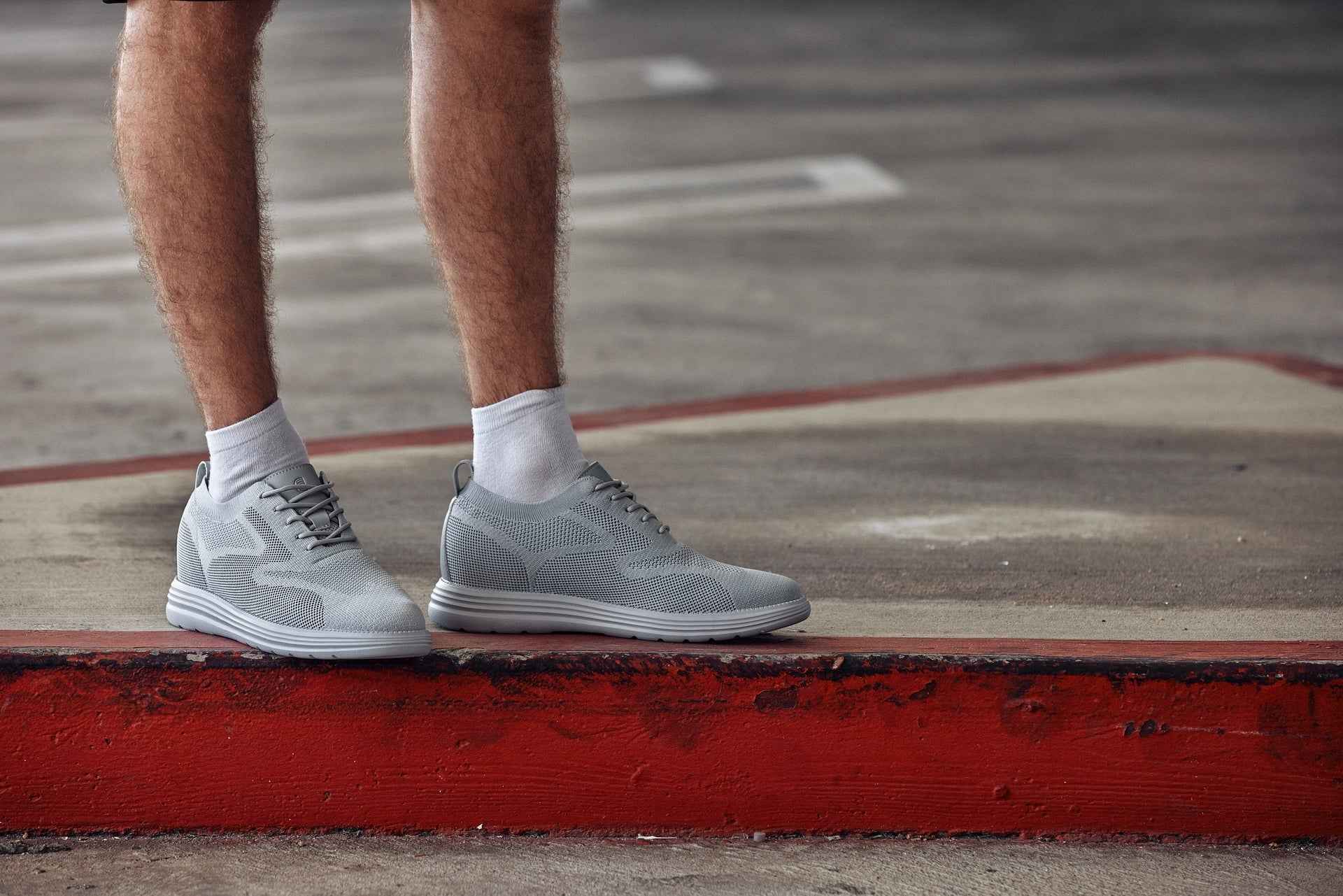 CALTO - X2640 - 2.8 Inches Taller (Pewter/Light Grey Sole) - Lace Up Casual Walker - Lightweight Tallmenshoes.com