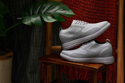 CALTO - X2640 - 2.8 Inches Taller (Pewter/Light Grey Sole) - Lace Up Casual Walker - Lightweight Tallmenshoes.com