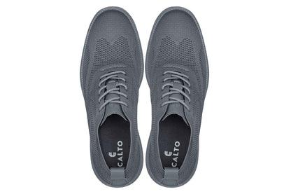 CALTO - X2641 - 2.8 Inches Taller (Iron/Dark Grey Sole) - Lace Up Casual Walker - Lightweight Tallmenshoes.com