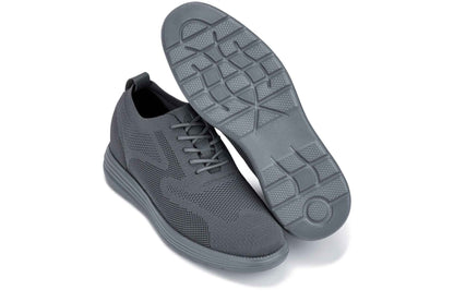 CALTO - X2641 - 2.8 Inches Taller (Iron/Dark Grey Sole) - Lace Up Casual Walker - Lightweight Tallmenshoes.com