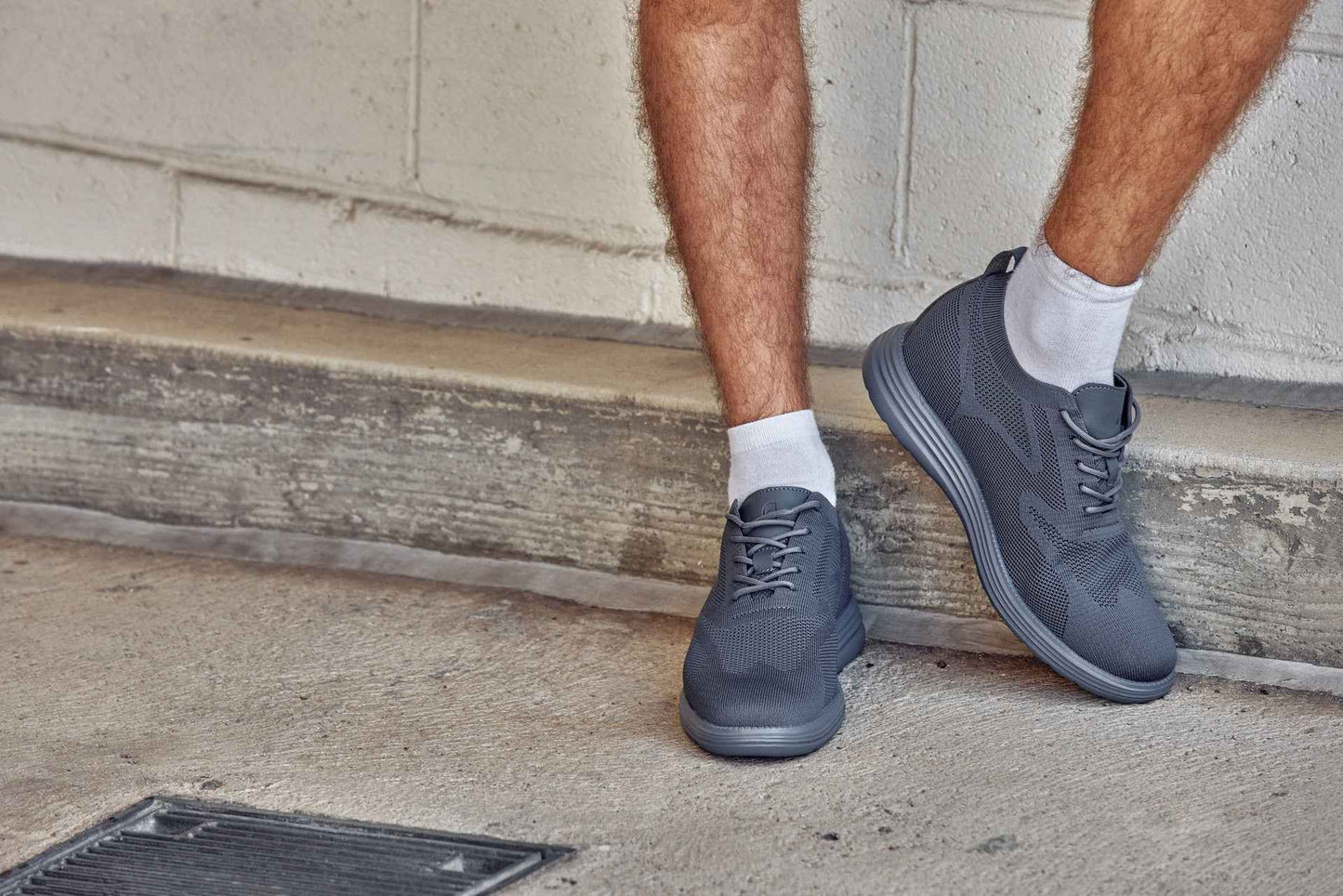 CALTO - X2641 - 2.8 Inches Taller (Iron/Dark Grey Sole) - Lace Up Casual Walker - Lightweight Tallmenshoes.com