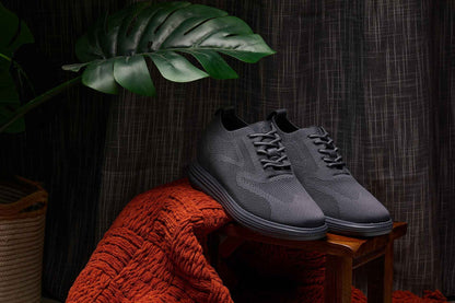 CALTO - X2641 - 2.8 Inches Taller (Iron/Dark Grey Sole) - Lace Up Casual Walker - Lightweight Tallmenshoes.com