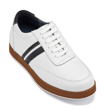 CALTO White Leather Sneakers - 2.8 inches - Y2821 Tallmenshoes.com