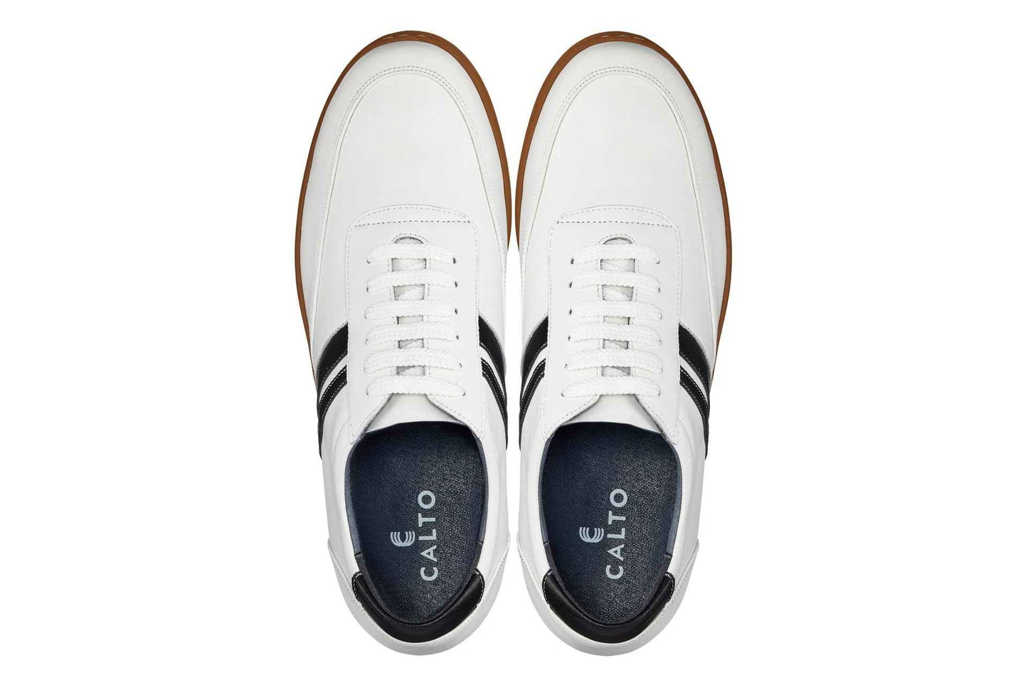 CALTO White Leather Sneakers - 2.8 inches - Y2821 Tallmenshoes.com