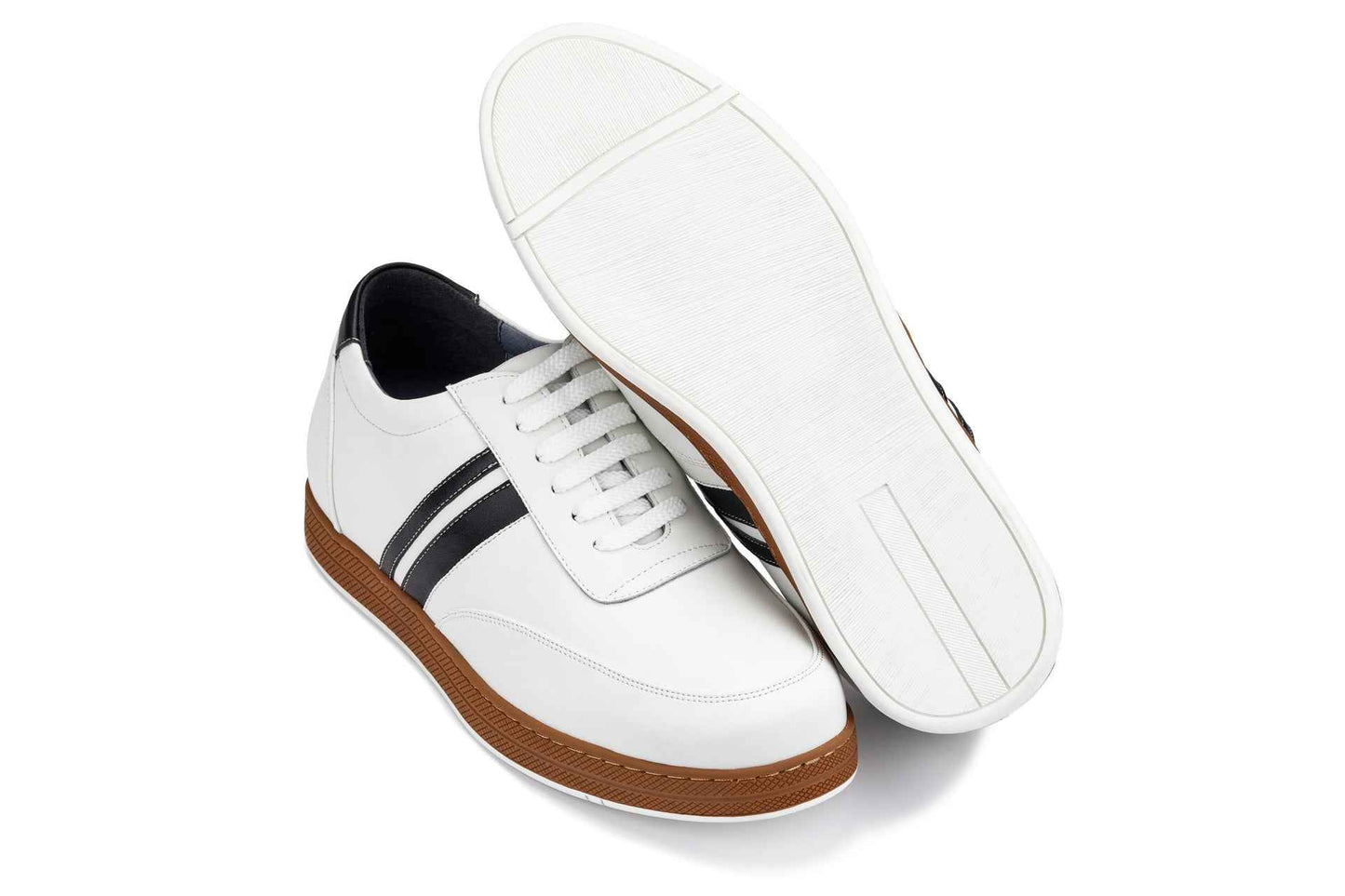 CALTO White Leather Sneakers - 2.8 inches - Y2821 Tallmenshoes.com
