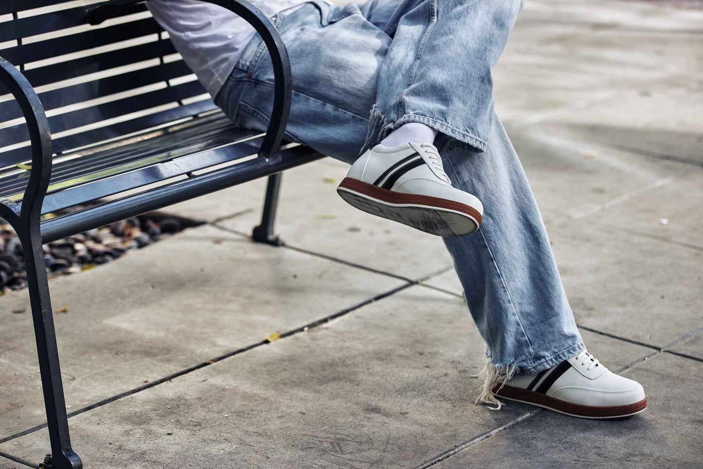 CALTO White Leather Sneakers - 2.8 inches - Y2821 Tallmenshoes.com