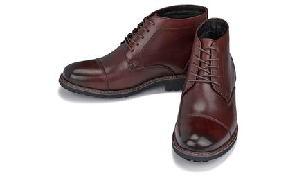 CALTO 3.2-Inch Taller Dark Brown Leather Boots Y41081 Tallmenshoes.com