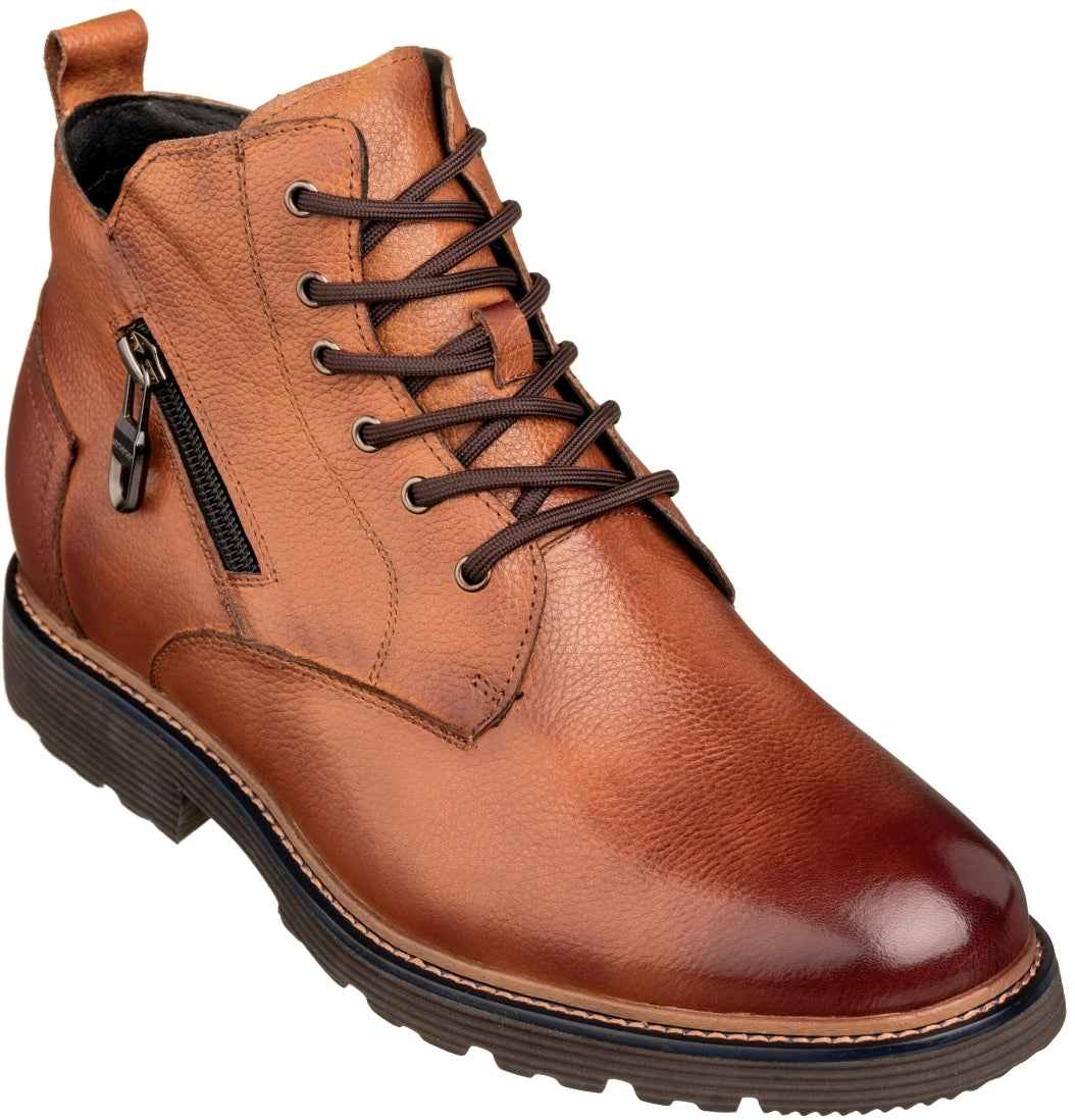 CALTO - Y42072 - 2.8 Inches Taller (Brown) - Dressy Casual Boots Tallmenshoes.com