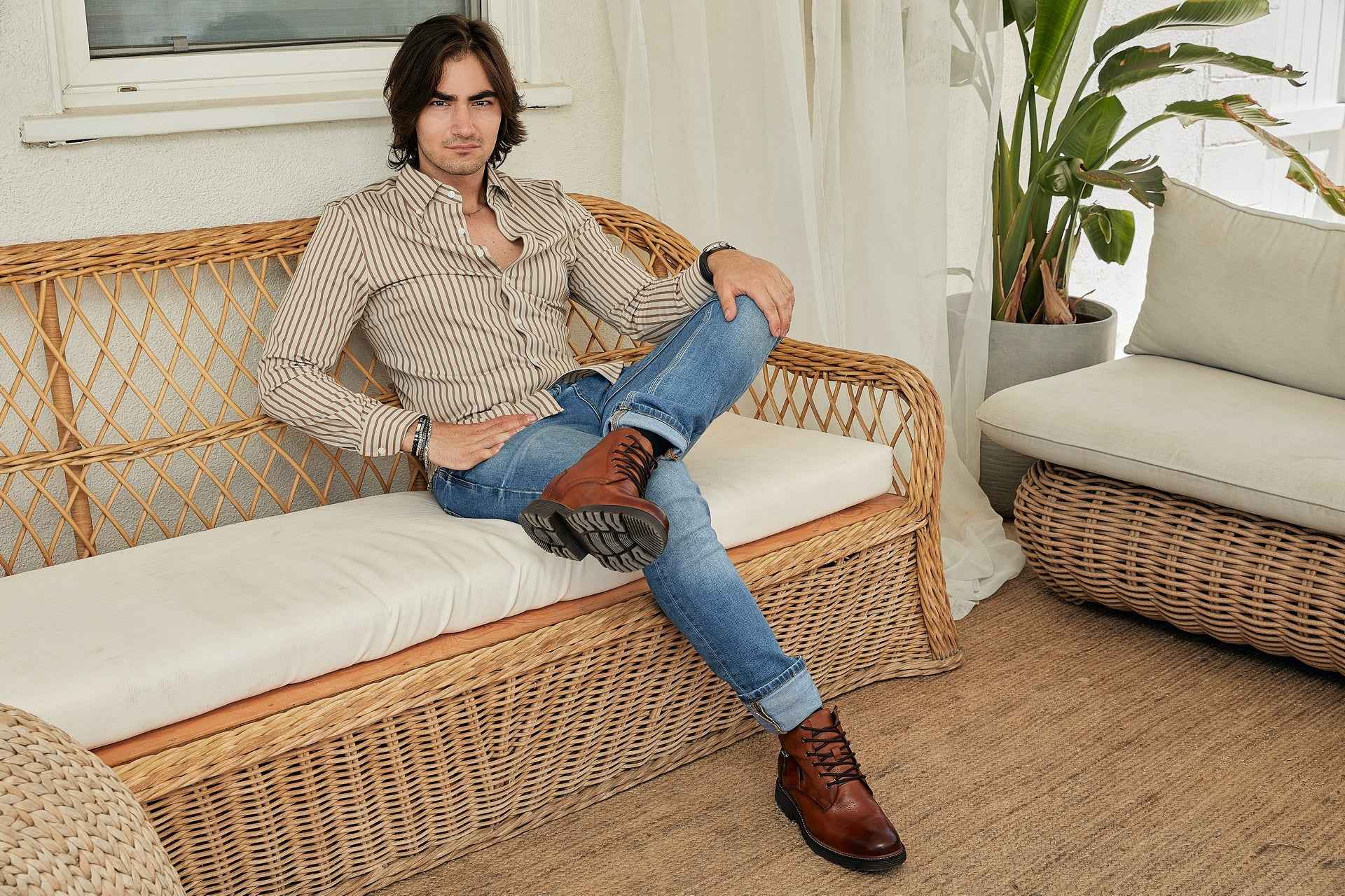 CALTO - Y42072 - 2.8 Inches Taller (Brown) - Dressy Casual Boots Tallmenshoes.com
