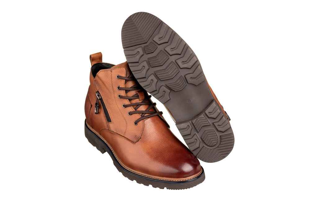 CALTO - Y42072 - 2.8 Inches Taller (Brown) - Dressy Casual Boots Tallmenshoes.com