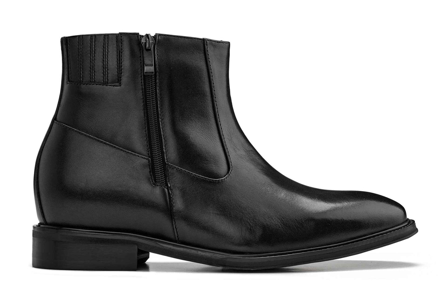 CALTO - Y70621 - 2.8 Inches Taller (Black) - Lightweight Zipper Boots Tallmenshoes.com