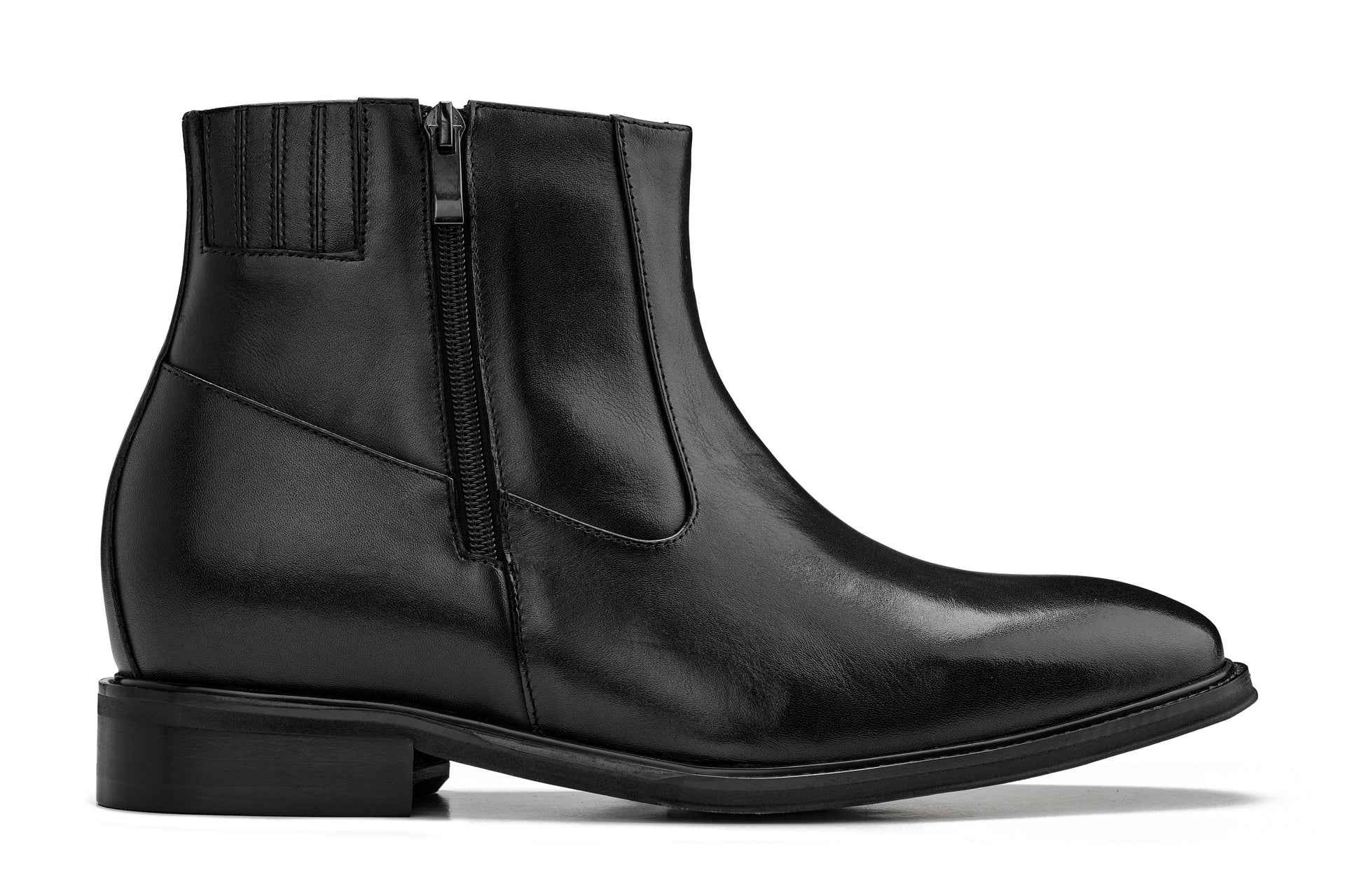 CALTO - Y70621 - 2.8 Inches Taller (Black) - Lightweight Zipper Boots Tallmenshoes.com