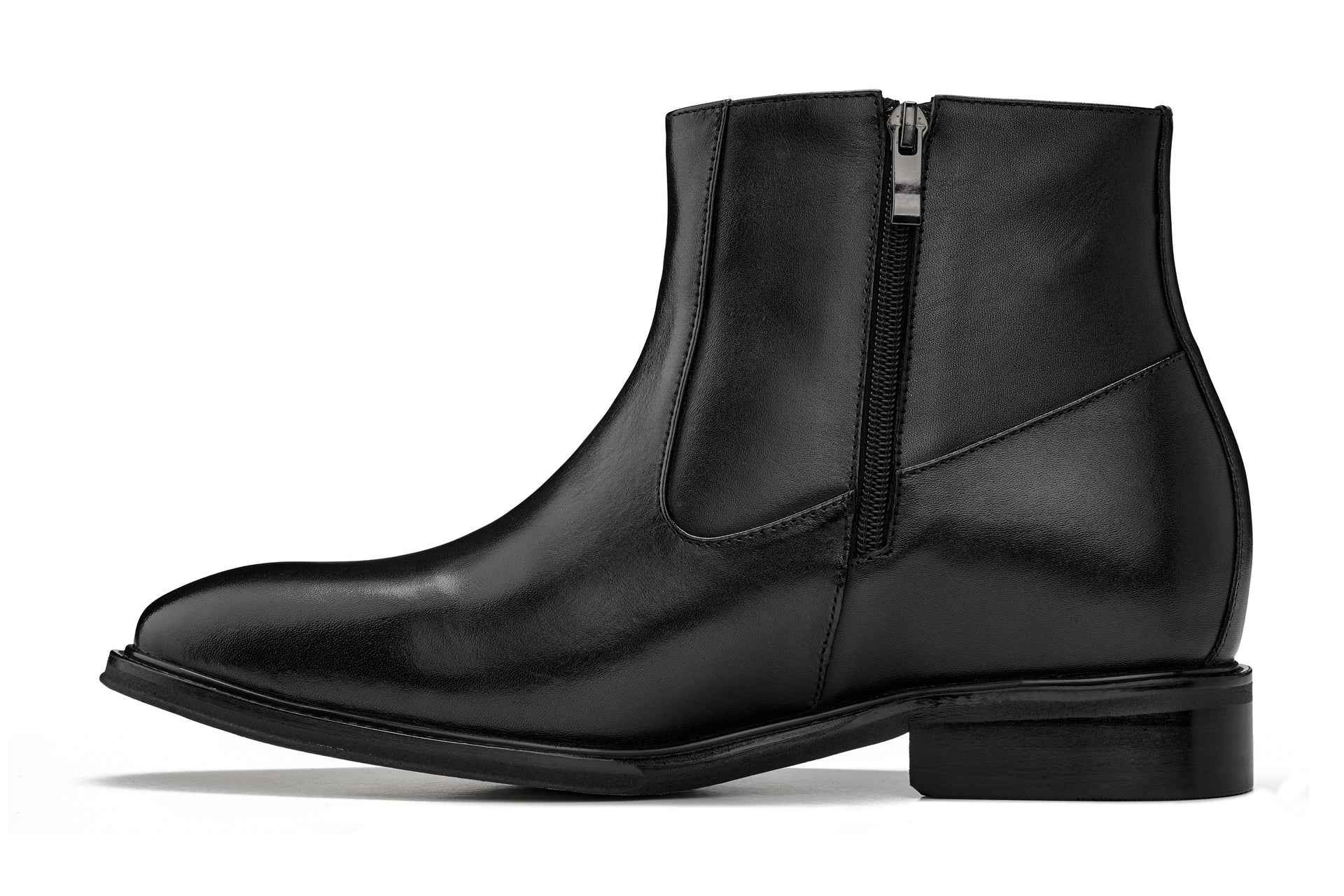 CALTO - Y70621 - 2.8 Inches Taller (Black) - Lightweight Zipper Boots Tallmenshoes.com
