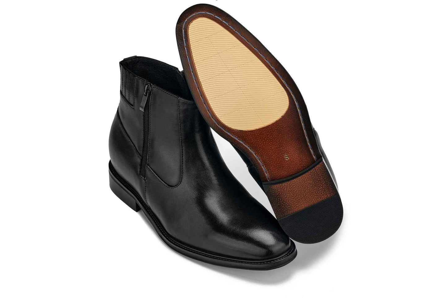 CALTO - Y70621 - 2.8 Inches Taller (Black) - Lightweight Zipper Boots Tallmenshoes.com