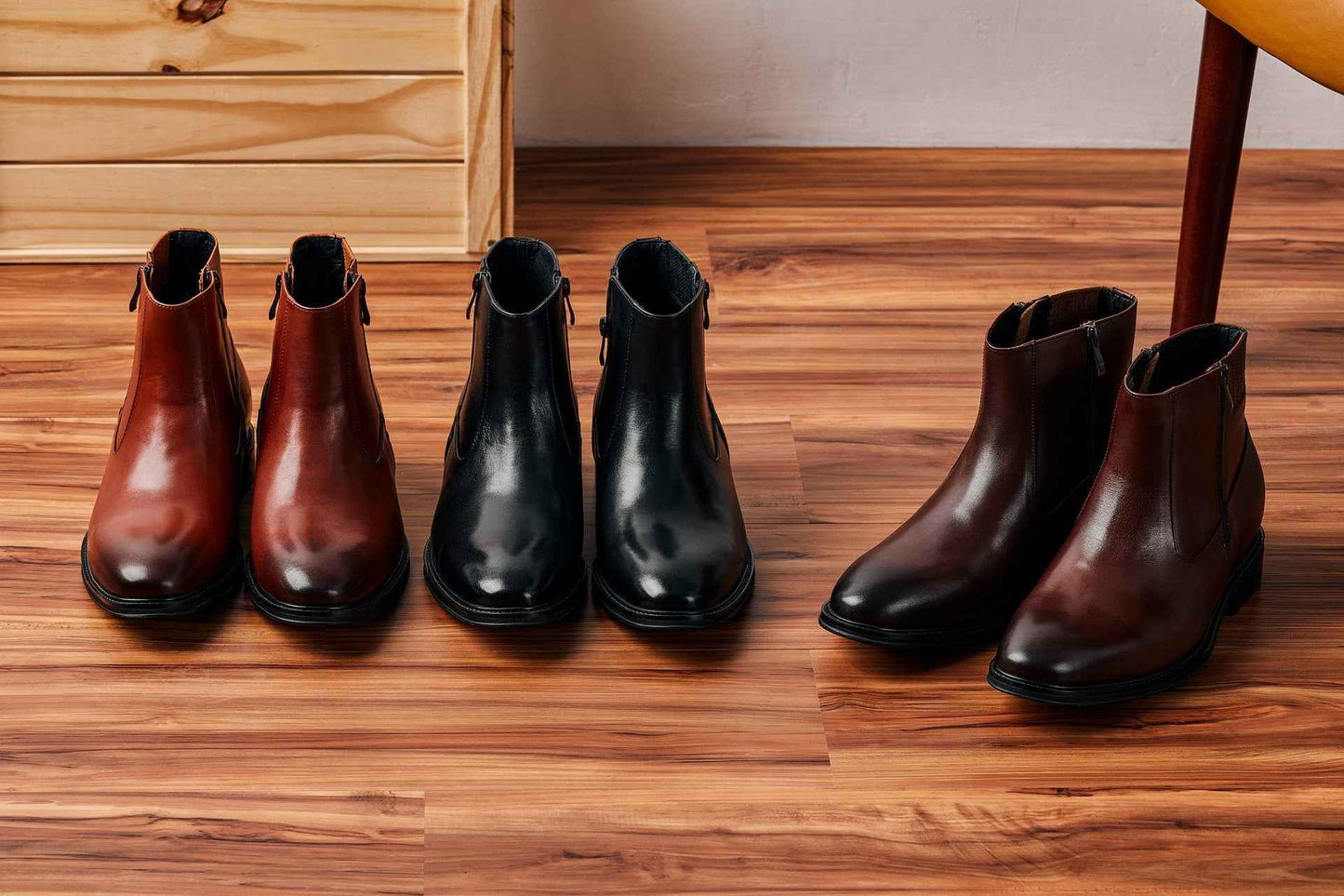 CALTO - Y70622 - 2.8 Inches Taller (Coffee Brown) - Lightweight Zipper Boots Tallmenshoes.com