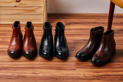CALTO - Y70623 - 2.8 Inches Taller (Rust Brown) - Lightweight Zipper Boots Tallmenshoes.com