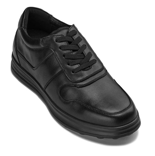 CALTO - Y7080 - 2.8 Inches Taller (Black) - Lightweight Nappa Leather Sneakers Tallmenshoes.com