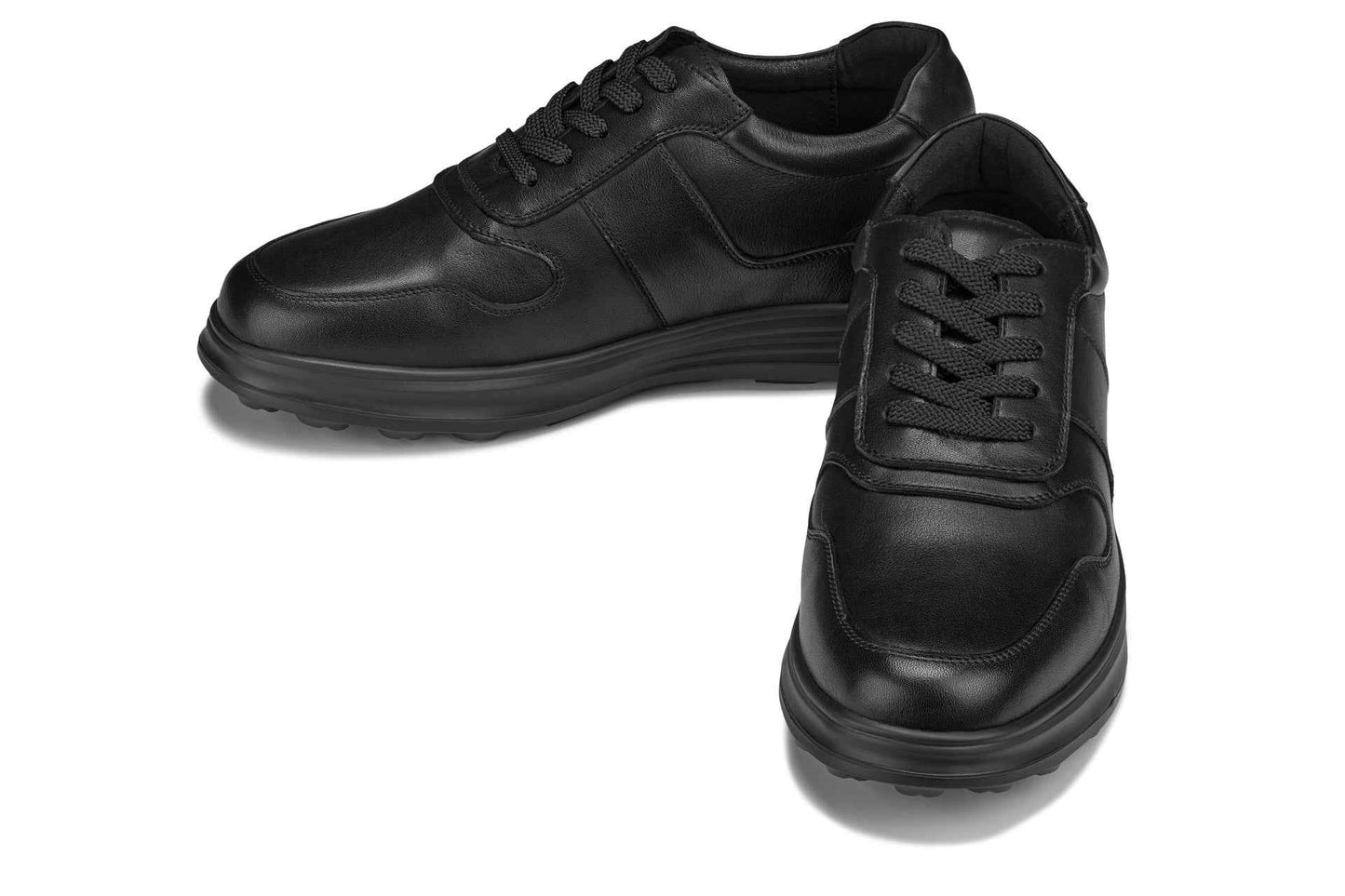 CALTO - Y7080 - 2.8 Inches Taller (Black) - Lightweight Nappa Leather Sneakers Tallmenshoes.com