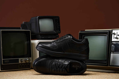 CALTO - Y7080 - 2.8 Inches Taller (Black) - Lightweight Nappa Leather Sneakers Tallmenshoes.com