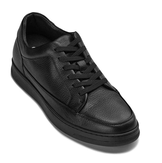 CALTO - Y7111 - 2.6 Inches Taller (Black) - Elevated Pebble Grain Leather Sneakers Tallmenshoes.com